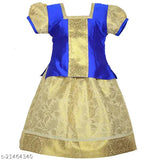 Cotton silk Kerala Ishwaryam pattu girls lehenga-choli, traditional Indian outfit for kids (sleeveless, printed lehenga, solid dupatta)