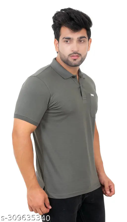 Breathable polycotton men's polo t-shirt, solid color in casual wear style from Comeco, India