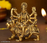 Golden metal Durga Maa Idol Statue for Puja decor, 10x8x11cm from India