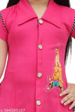 High-quality cotton blend, short-sleeved printed baby girl dress with solid bottom, 5-8 years, Indian origin