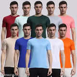 UniK Apparels Men's solid polyester half-sleeve casual t-shirt combo pack of 10, size S-XXL, Made in India