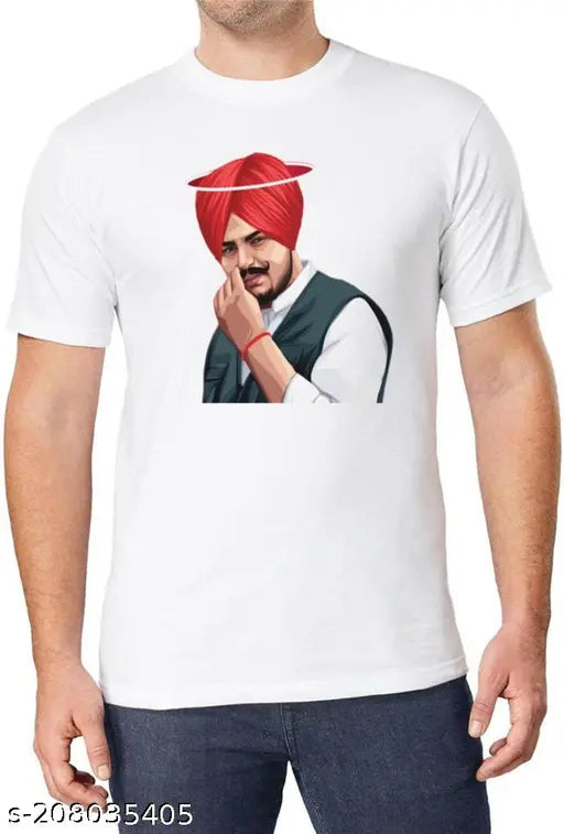Sidhu Moose Wala printed polyester t-shirt, short sleeves, popular Indian music artist design