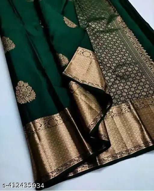 Traditional Banarasi silk saree with jacquard woven zari pattern, free size, India-origin
