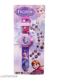 Purple Disney Frozen watch with blue digital display and multicoloured dial