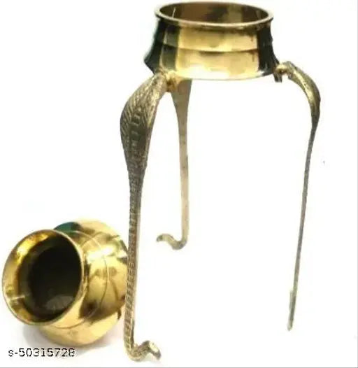Brass Shivling Stand with Pooja Plate Thali and Abhishek Lota Kalash, gold decorative showpiece - large size, traditional Indian home pooja stand