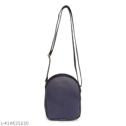 Purple sling bag with a cute design, featuring a long strap for over-the-shoulder wear