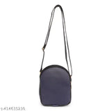 Purple sling bag with a cute design, featuring a long strap for over-the-shoulder wear