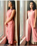 Cotton blend sleeveless jamsuit for women, solid color clothing on model