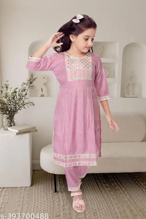 Rayon Naira seat A-line palazzo with embellished sleeves, Indian ethnic wear for girls aged 2-14 years