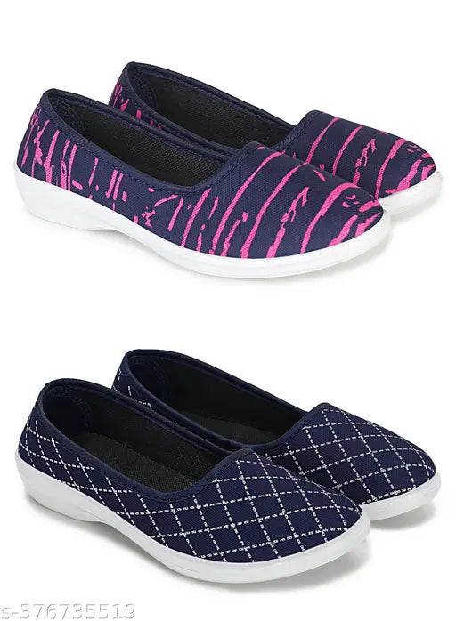 AKTS latest canvas bellies sneakers for women & girls - pack of 2, slip-on, printed pattern, premium quality, comfortable footwear for various occasions