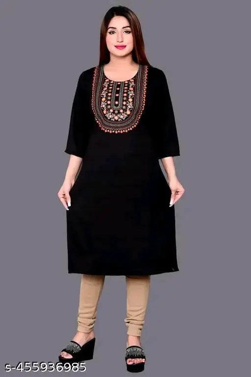 Embroidered woolen kurta women's formal wear