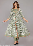 Etnica wear Women's Printed Long Anarkali Pure Cotton Kurta