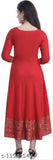 Red printed Haar kameez, long kurti with angri woman design