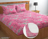 Elvillian double bed safari cotton fitted sheets with 2 pillow covers, 78x72 inches, multi-colored floral print, summer-ready superfine quality