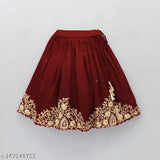 Embroidered cotton silk sleeveless Girls Lehanga Cholis in taffeta silk, Indian traditional attire for 2-3, 3-4, 4-5, 6-7, 7-8 years