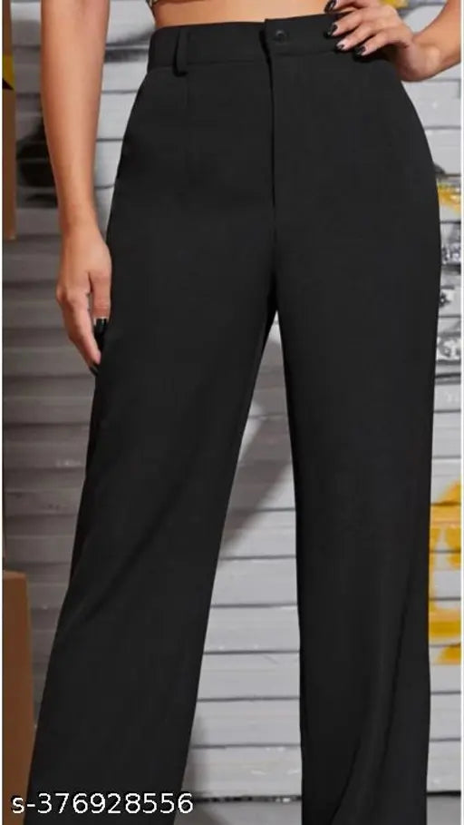 Black soft comfort women trousers with straight cut