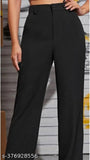 Black soft comfort women trousers with straight cut