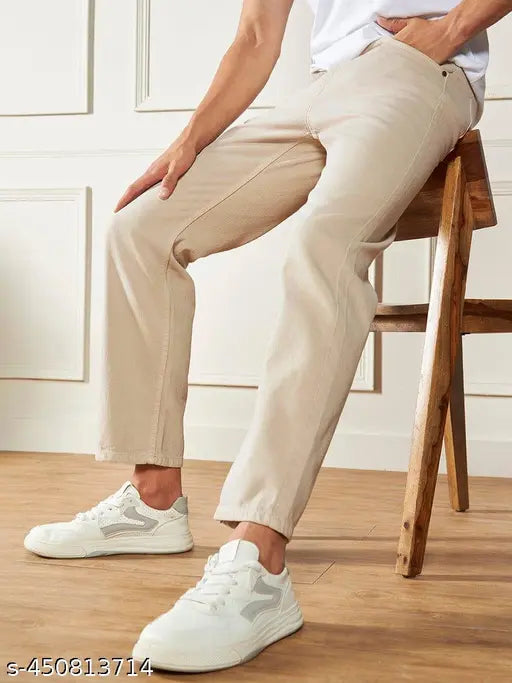Mom Fit CREAM Denim Jeans For Men