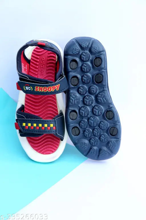 Red and black kids boys sandals with Velcro closure