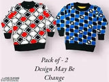 Wool printed boys sweater pack of 2, may feature cute stylus design. Sizes range from 0-6 months to 5-6 years. Indian origin