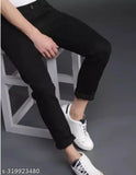 Dark black men's slim fit jeans
