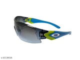 Black, blue, and white sunglasses with colorful frame