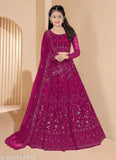 Embroidered net lehenga and dupatta set for kids, Zareen Kids Indian traditional wear for 7-14 years