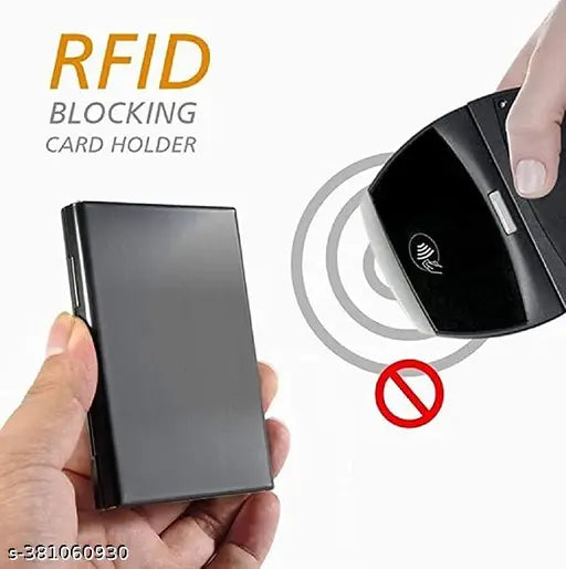 Aluminium metal RFID protected smart wallet (8 card slots, 15 black). Sleek and scratch-resistant men's accessory for carrying cards easily. Perfect gift idea for Diwali, birthdays, weddings, or anniversaries, made in India