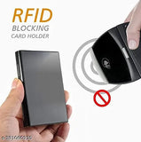 Aluminium metal RFID protected smart wallet (8 card slots, 15 black). Sleek and scratch-resistant men's accessory for carrying cards easily. Perfect gift idea for Diwali, birthdays, weddings, or anniversaries, made in India
