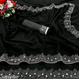 Diamond embroidered silk saree with matching blouse