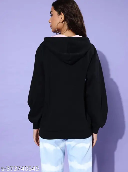 Black cotton oversized hoodie with printed design, long sleeves and oversized fit - Indian-made Dillinger sweatshirt