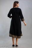 Black anarkali kameez, embroidered border, long sleeves