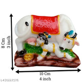 Marble Kamdhenu statue: Hindu God Baby Krishna with Cow Gau MATA Idol for gifting & home decor (4x3 inches)