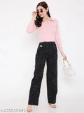 Pink ribbed polyester tank top, women's full sleeve solid style from BLANCD