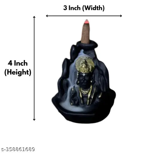 Lord Hanuman theme incense holder, handcrafted design, colorful art, decorative showpiece for smokeless backflow cones
