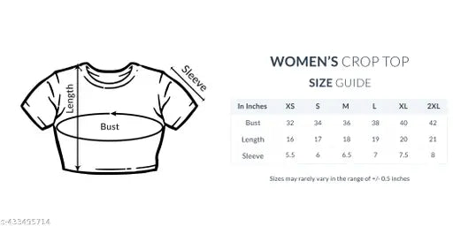 Classic crop polyester t-shirt, round neck for girls with printed net pattern. Available in sizes S, M, and L. Made in India