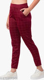Brown and maroon Lycra checked net jeggings combo for women with double pockets, featuring stretchable design for comfort and fit. Available in sizes 24, 26, 28, 30, 32 (waist size: 24-32in, length size: 48in). Made in India
