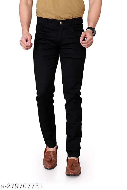 Slim fit comfortable black denim jeans for men by MARKVIEW - size options include 26, 28, 30, 32