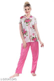 Floral print satin night suit for women - comfortable, soft sleeping experience