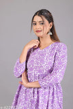 Cotton women's kurta and pant set with floral lemongrass print, perfect for daily wear during summer