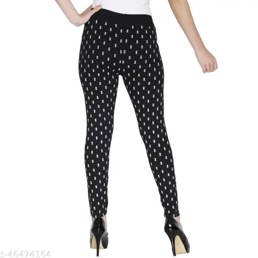 Cotton blend printed ankle length stretchable women's jeggings (2 pack), modern and stylish, free size available