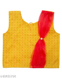 Taffeta silk lehenga choli set for girls, floral stitch net dupatta on display, 9-12 months size, sleeveless top