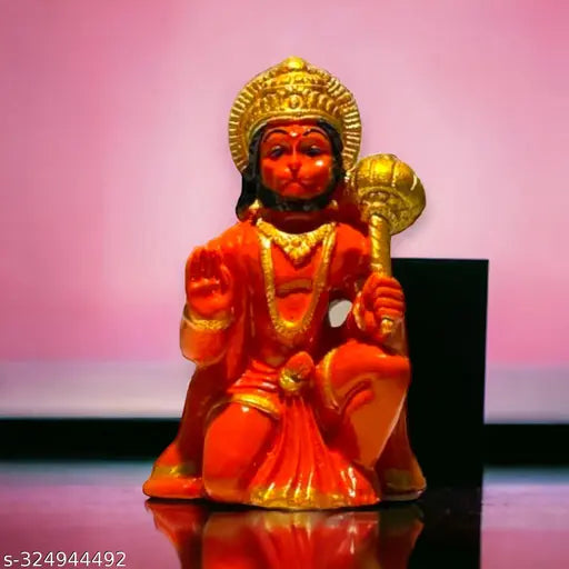 Resin Hanuman Ji Ki Murti in Blessing Posture, 10cm x 1.5cm x 1cm, Indian home decor for car dashboard or temple