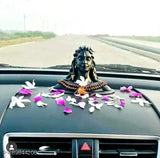 Adiyogi statue with Rudraksha mala miniature spiritual decoration car dashboard