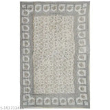 Single cream heavy ultrasoft satin blanket with gold print, Rajasthani Jaipuri design, 152.4 x 228.6 cm