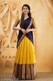 South Indian art silk Lehenga Cholis, unstitched with jacquard stitch patterns, long sleeves, sizes for children from 4-16 years and free size