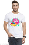 Holi Special printed t-shirt for men, dry fit polyester with short sleeves and round neck, India origin