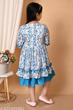Blue lace flutter sleeve dress, for girls