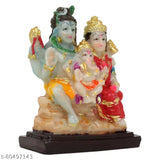 Multicolor handcrafted Shiva Parvati Ganesh idol sculpture, resin figurines for home decor (10cm x 10cm x 10cm) - Hindu Shiv Parivar Murti