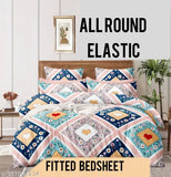 Ethnic motif, superfine cotton king size bedsheet with two pillow covers, ideal for summer adult use. Made in India